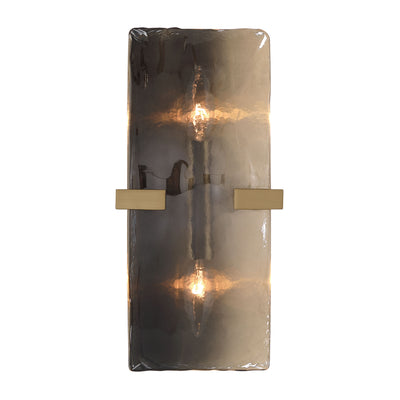Aenon 2-light Wall Sconce in Brushed Champagne Brass with Smokey Water Glass - - Golden Lighting