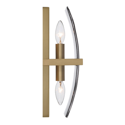 Aenon 2-light Wall Sconce in Brushed Champagne Brass with Smokey Water Glass - - Golden Lighting