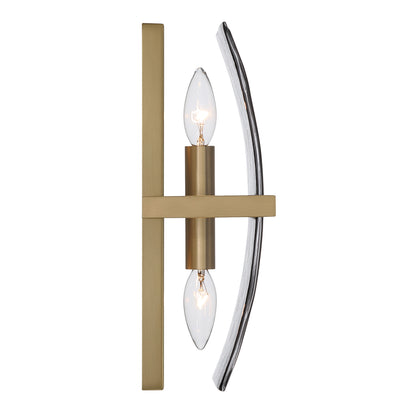 Aenon 2-light Wall Sconce in Brushed Champagne Brass with Smokey Water Glass - - Golden Lighting