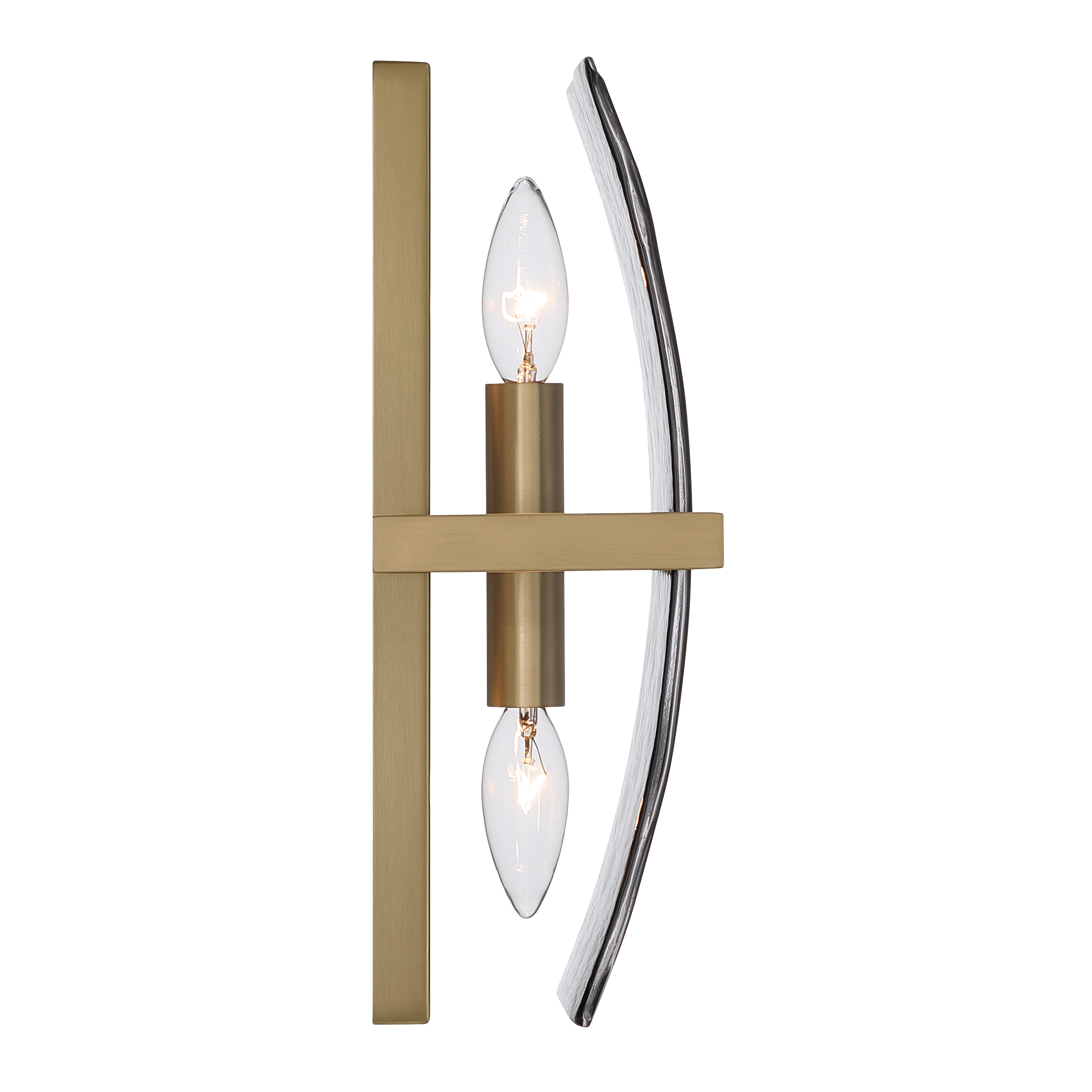 Aenon 2-light Wall Sconce in Brushed Champagne Brass with Smokey Water Glass - - Golden Lighting