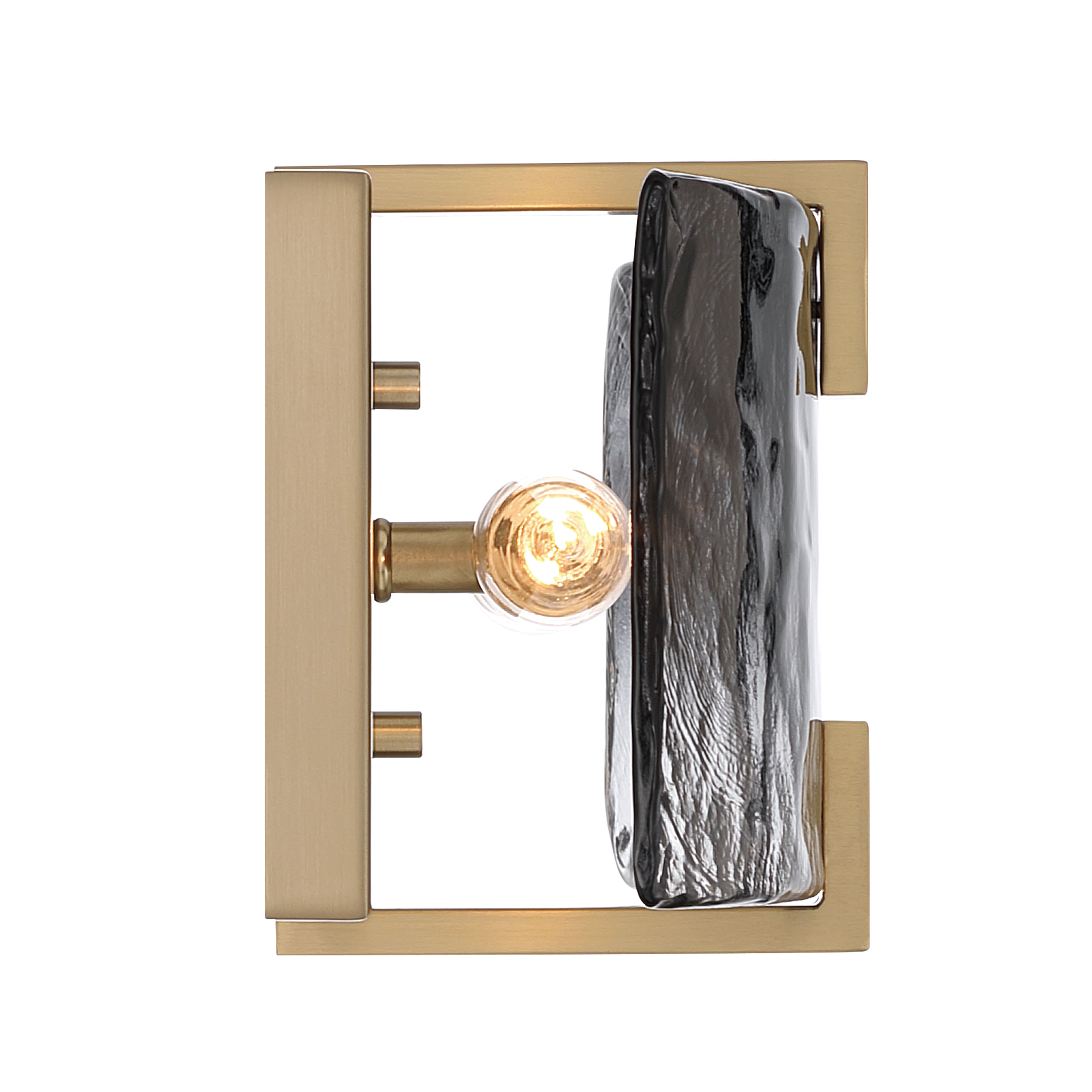 Aenon 2-light Wall Sconce in Brushed Champagne Brass with Smokey Water Glass - - Golden Lighting