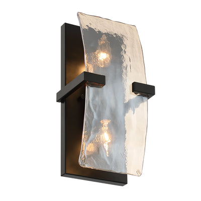 Aenon 2-light Wall Sconce in Matte Black with Amber Water Glass - - Golden Lighting
