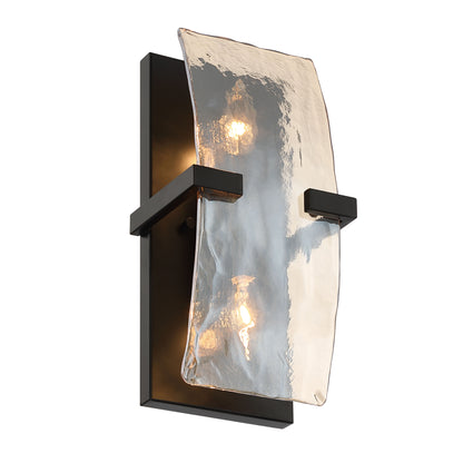 Yep by Golden Lighting Aenon 2-light Wall Sconce in Matte Black with Amber Water Glass