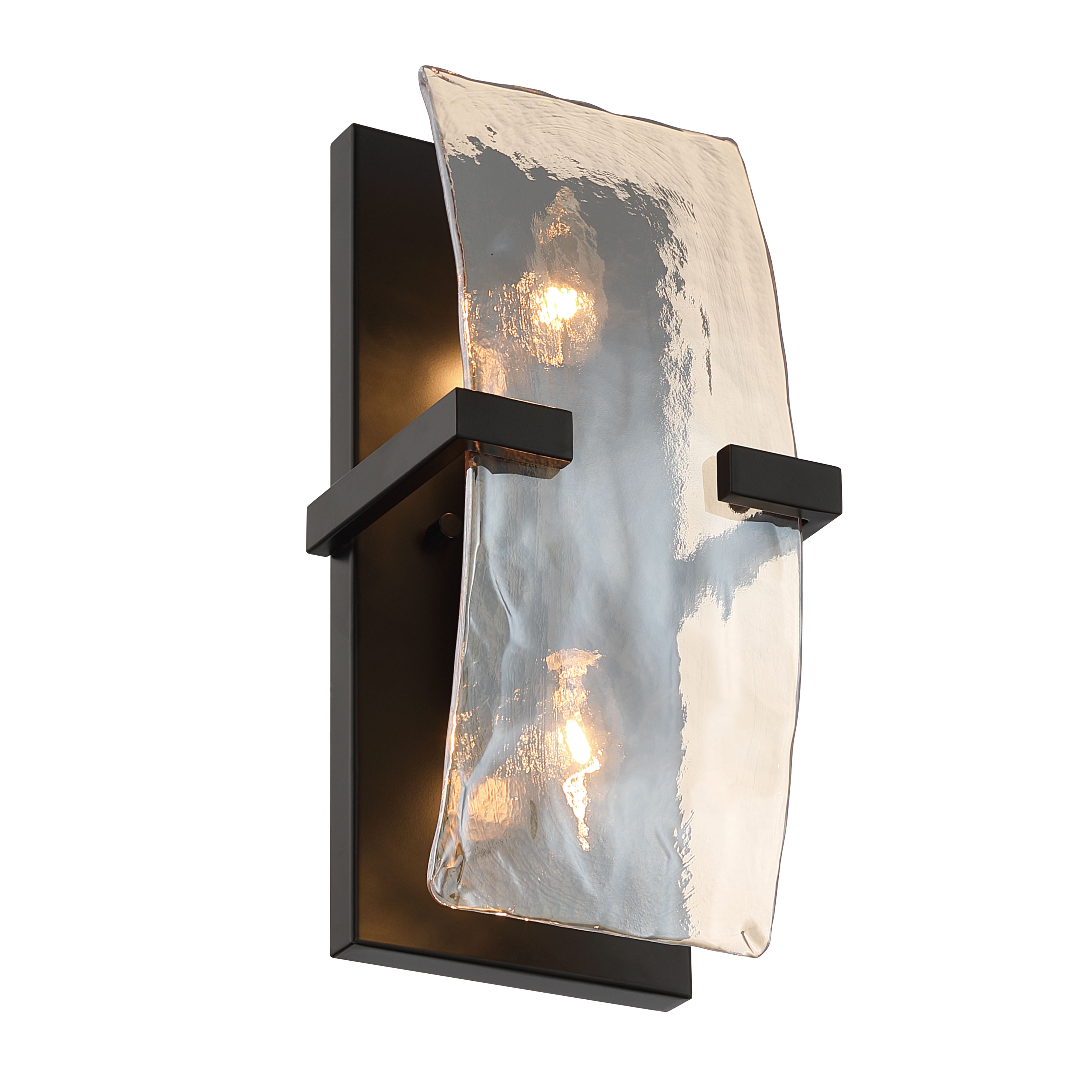 Yep by Golden Lighting Aenon 2-light Wall Sconce in Matte Black with Amber Water Glass
