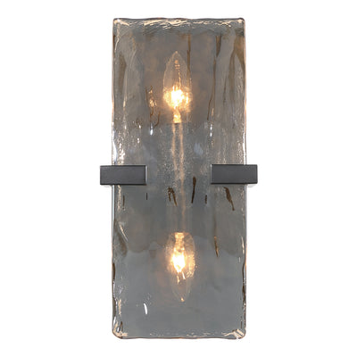 Aenon 2-light Wall Sconce in Matte Black with Amber Water Glass - - Golden Lighting