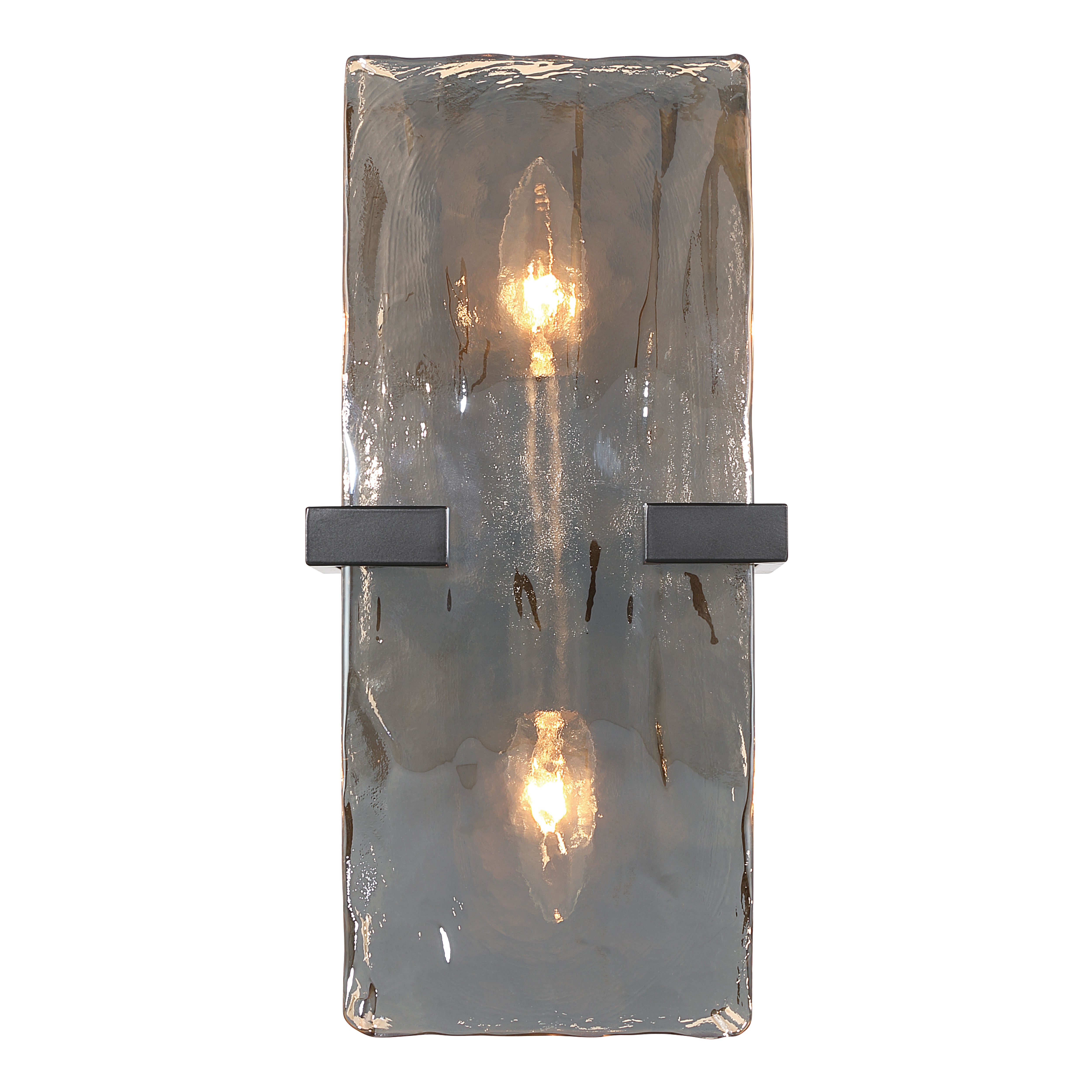 Yep by Golden Lighting Aenon 2-light Wall Sconce in Matte Black with Amber Water Glass