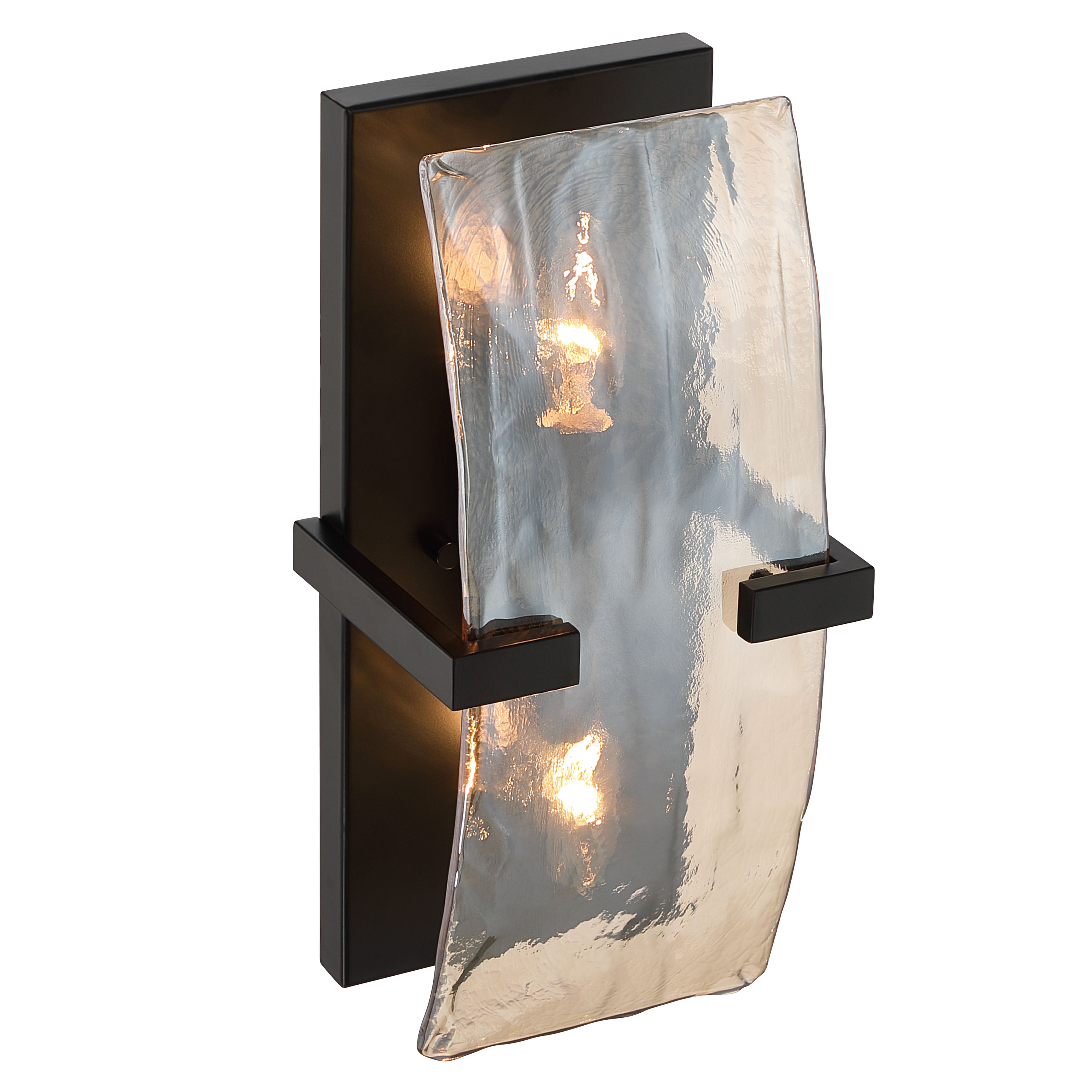 Yep by Golden Lighting Aenon 2-light Wall Sconce in Matte Black with Amber Water Glass