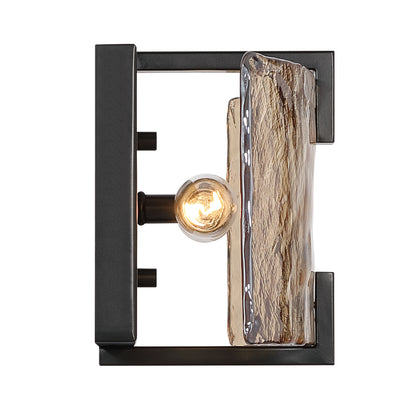 Yep by Golden Lighting Aenon 2-light Wall Sconce in Matte Black with Amber Water Glass