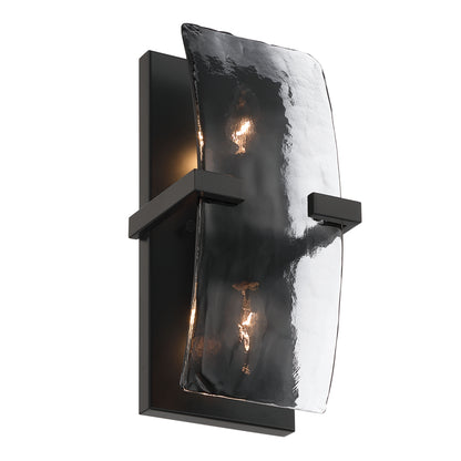Yep by Golden Lighting Aenon 2-light Wall Sconce in Matte Black with Smokey Water Glass