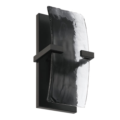 Aenon 2-light Wall Sconce in Matte Black with Smokey Water Glass - - Golden Lighting