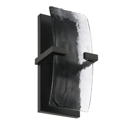 Yep by Golden Lighting Aenon 2-light Wall Sconce in Matte Black with Smokey Water Glass
