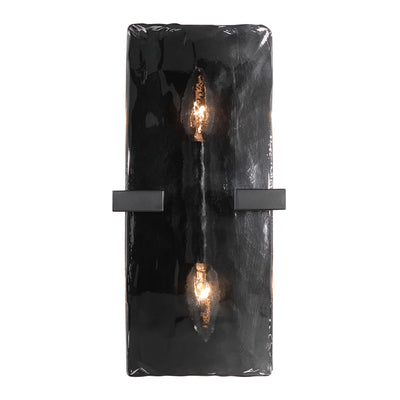 Aenon 2-light Wall Sconce in Matte Black with Smokey Water Glass - - Golden Lighting