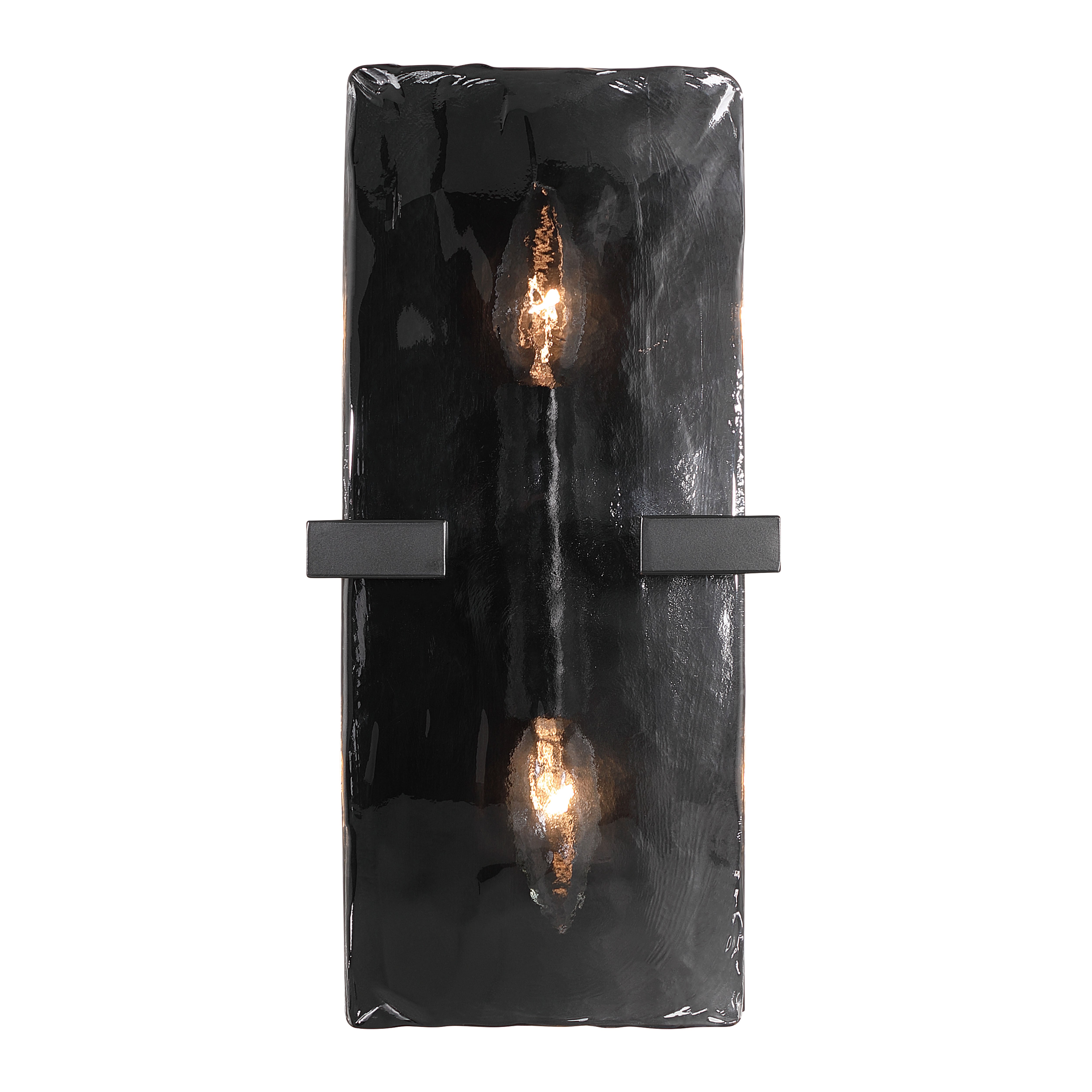 Yep by Golden Lighting Aenon 2-light Wall Sconce in Matte Black with Smokey Water Glass