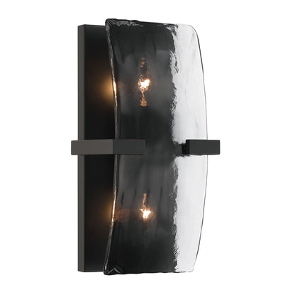 Yep by Golden Lighting Aenon 2-light Wall Sconce in Matte Black with Smokey Water Glass