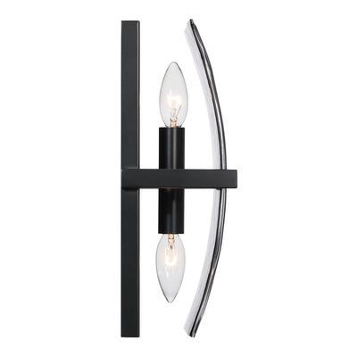 Aenon 2-light Wall Sconce in Matte Black with Smokey Water Glass - - Golden Lighting