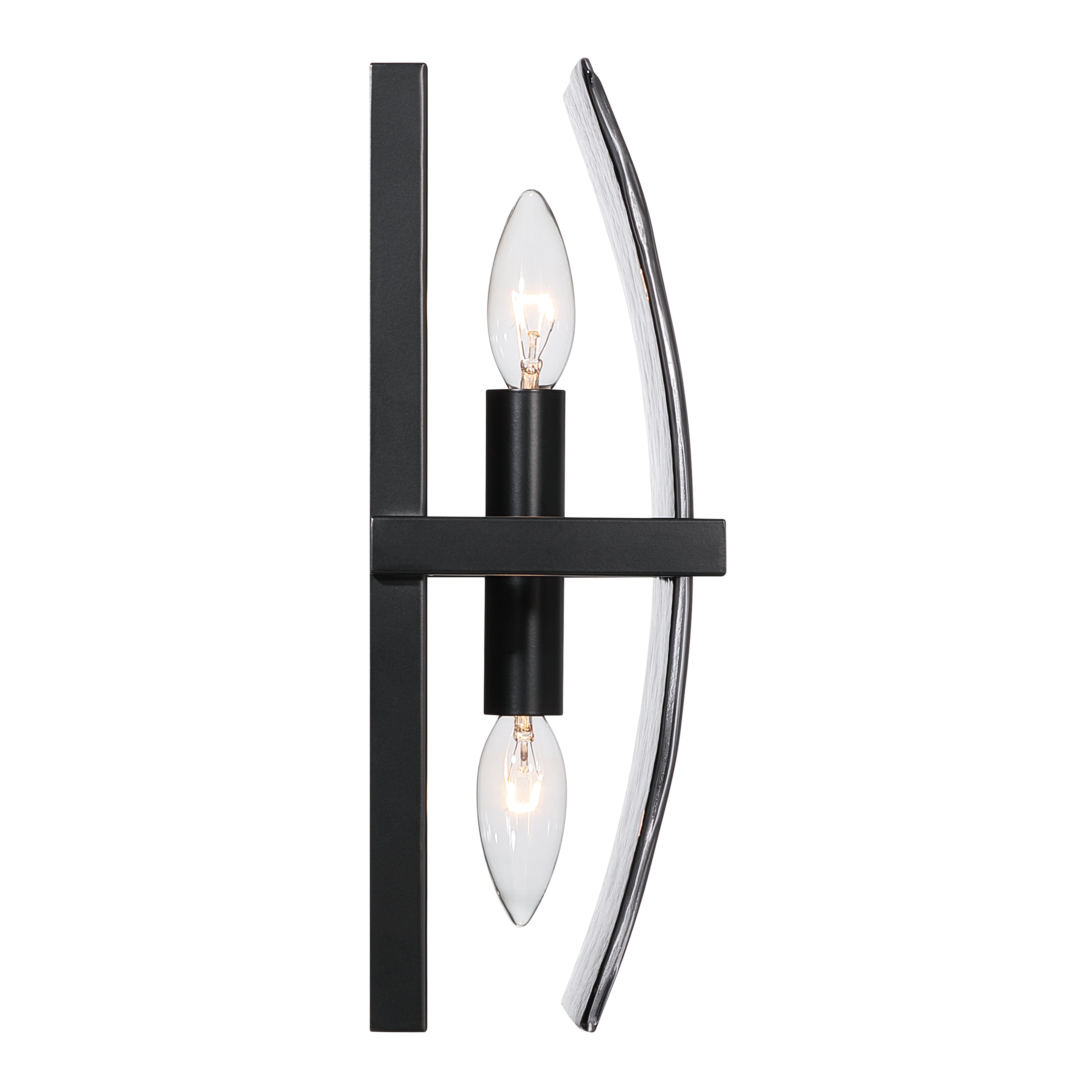 Yep by Golden Lighting Aenon 2-light Wall Sconce in Matte Black with Smokey Water Glass