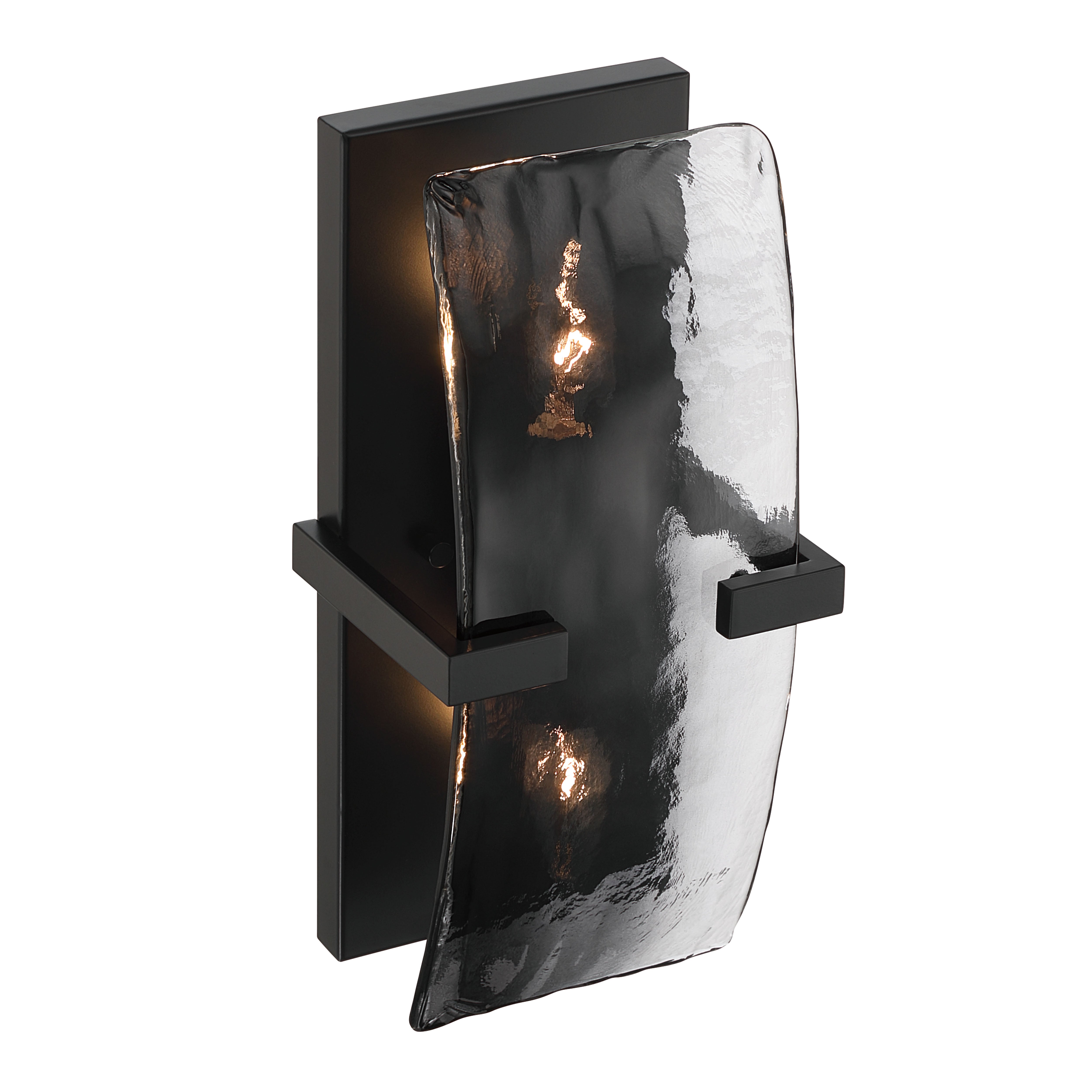 Yep by Golden Lighting Aenon 2-light Wall Sconce in Matte Black with Smokey Water Glass