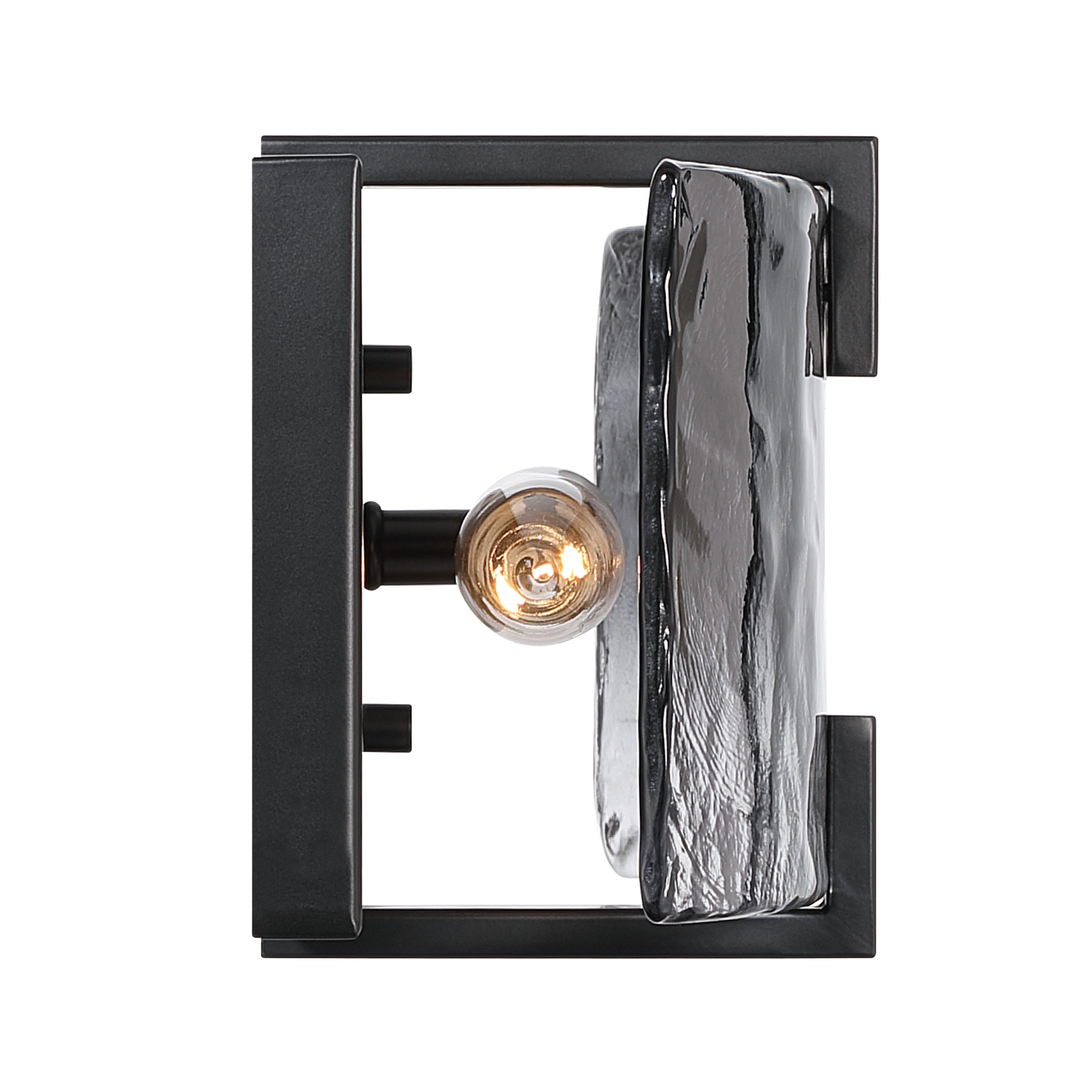 Yep by Golden Lighting Aenon 2-light Wall Sconce in Matte Black with Smokey Water Glass