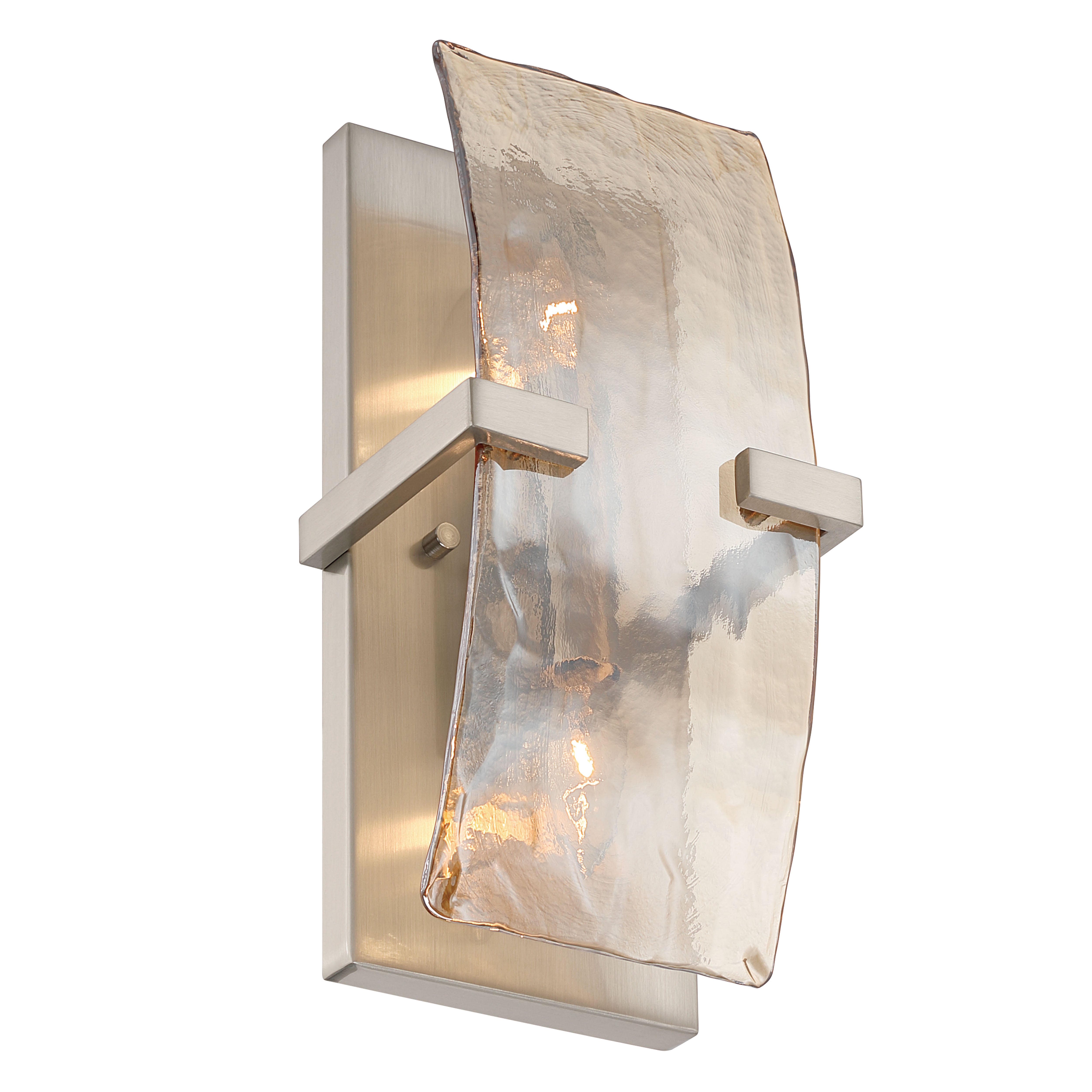 Yep by Golden Lighting Aenon 2-light Wall Sconce in Pewter with Amber Water Glass