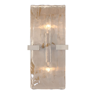 Aenon 2-light Wall Sconce in Pewter with Amber Water Glass - - Golden Lighting