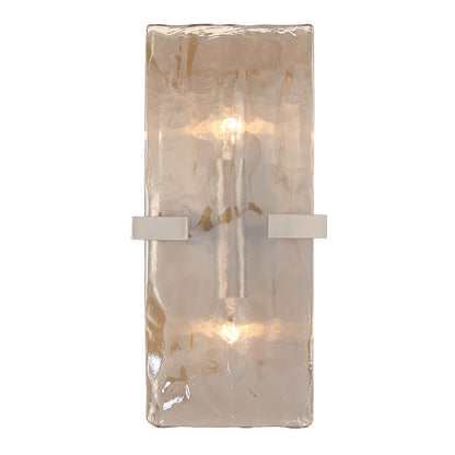 Yep by Golden Lighting Aenon 2-light Wall Sconce in Pewter with Amber Water Glass