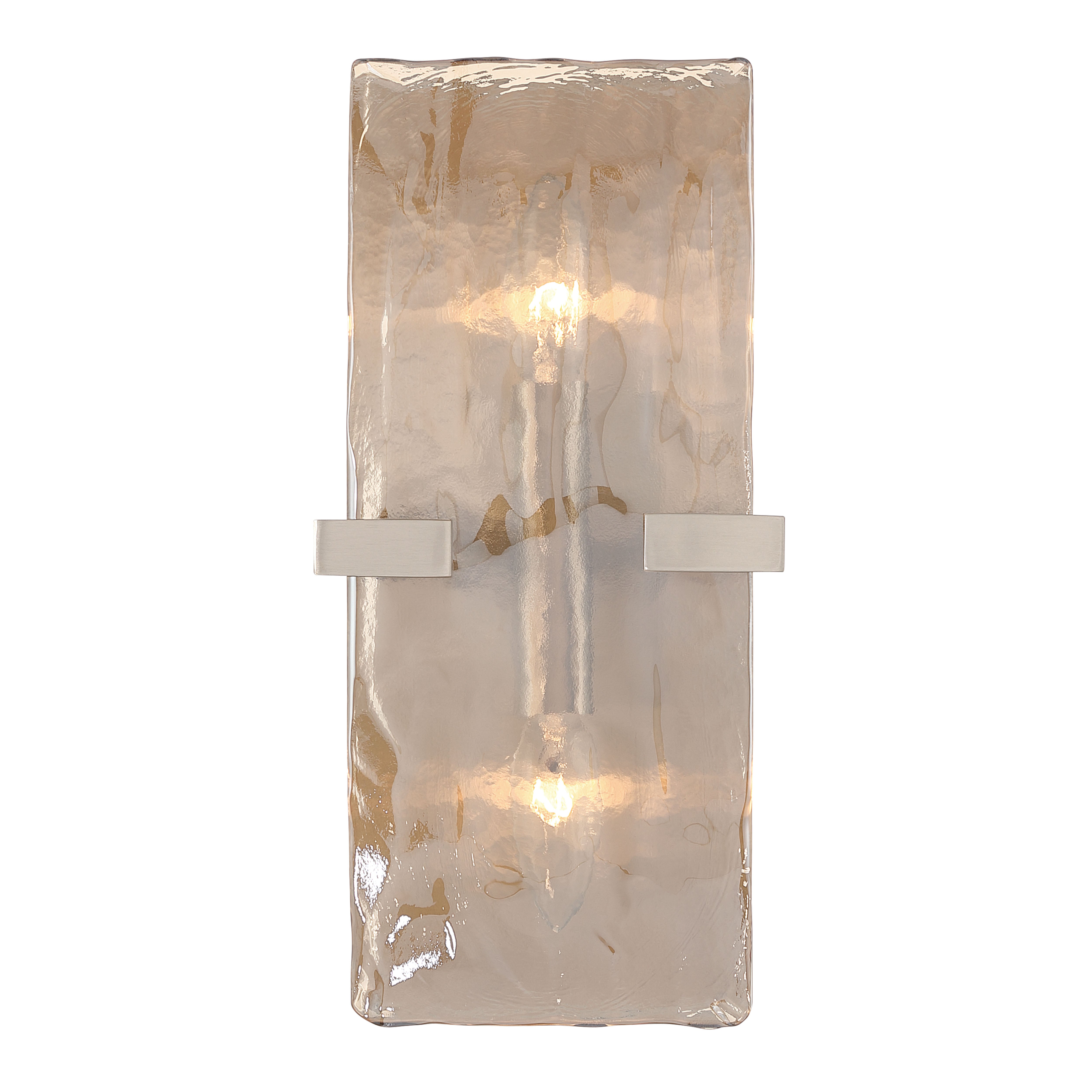 Yep by Golden Lighting Aenon 2-light Wall Sconce in Pewter with Amber Water Glass