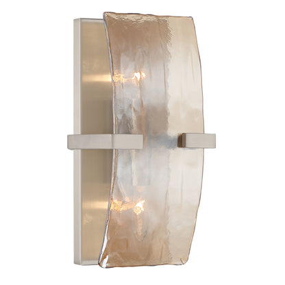 Yep by Golden Lighting Aenon 2-light Wall Sconce in Pewter with Amber Water Glass