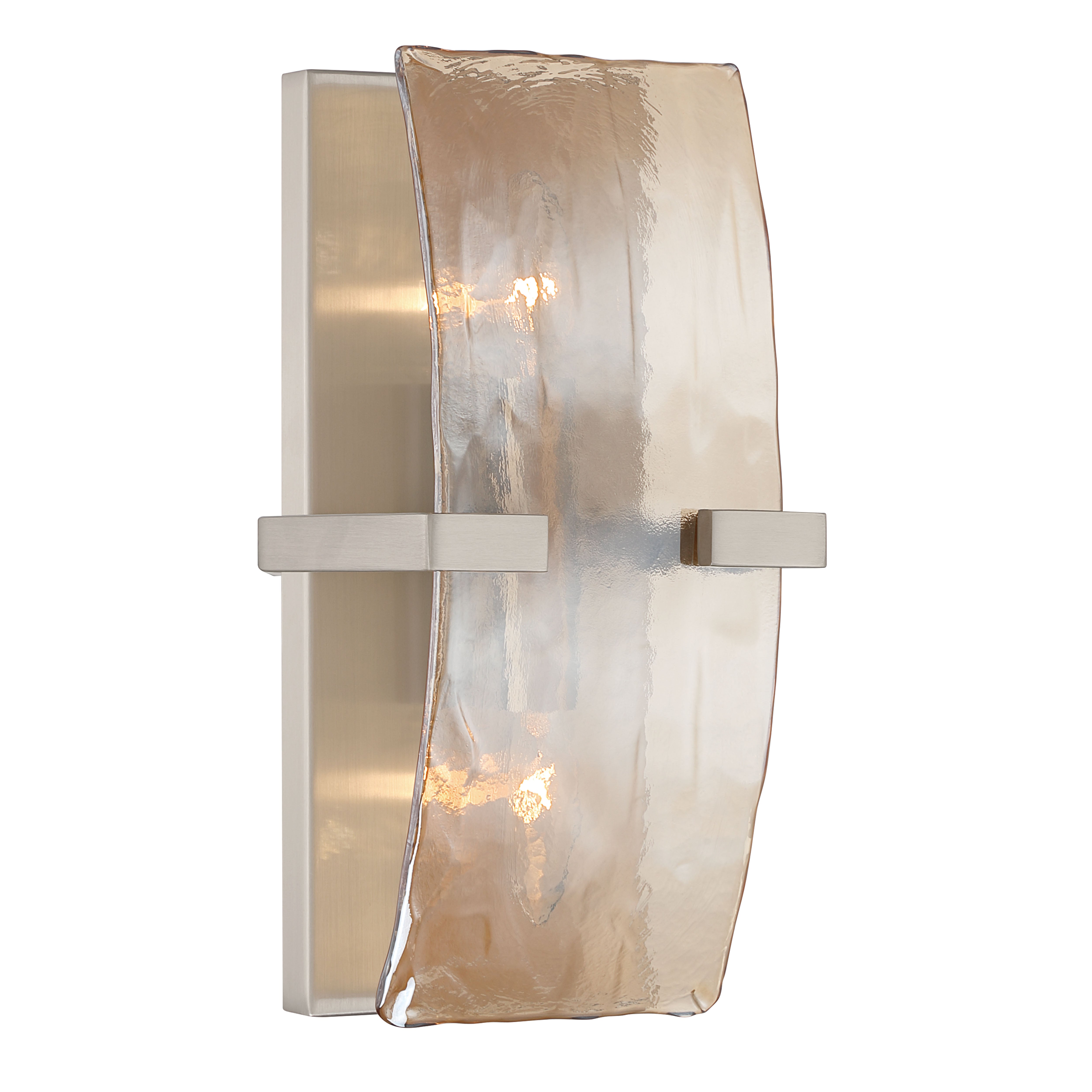 Yep by Golden Lighting Aenon 2-light Wall Sconce in Pewter with Amber Water Glass