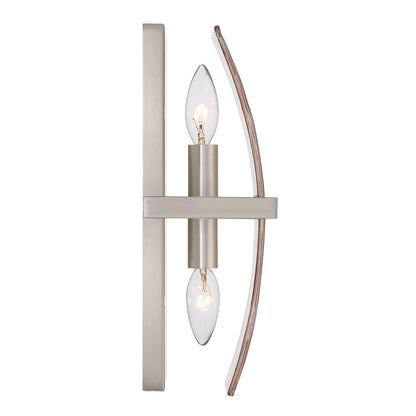 Yep by Golden Lighting Aenon 2-light Wall Sconce in Pewter with Amber Water Glass