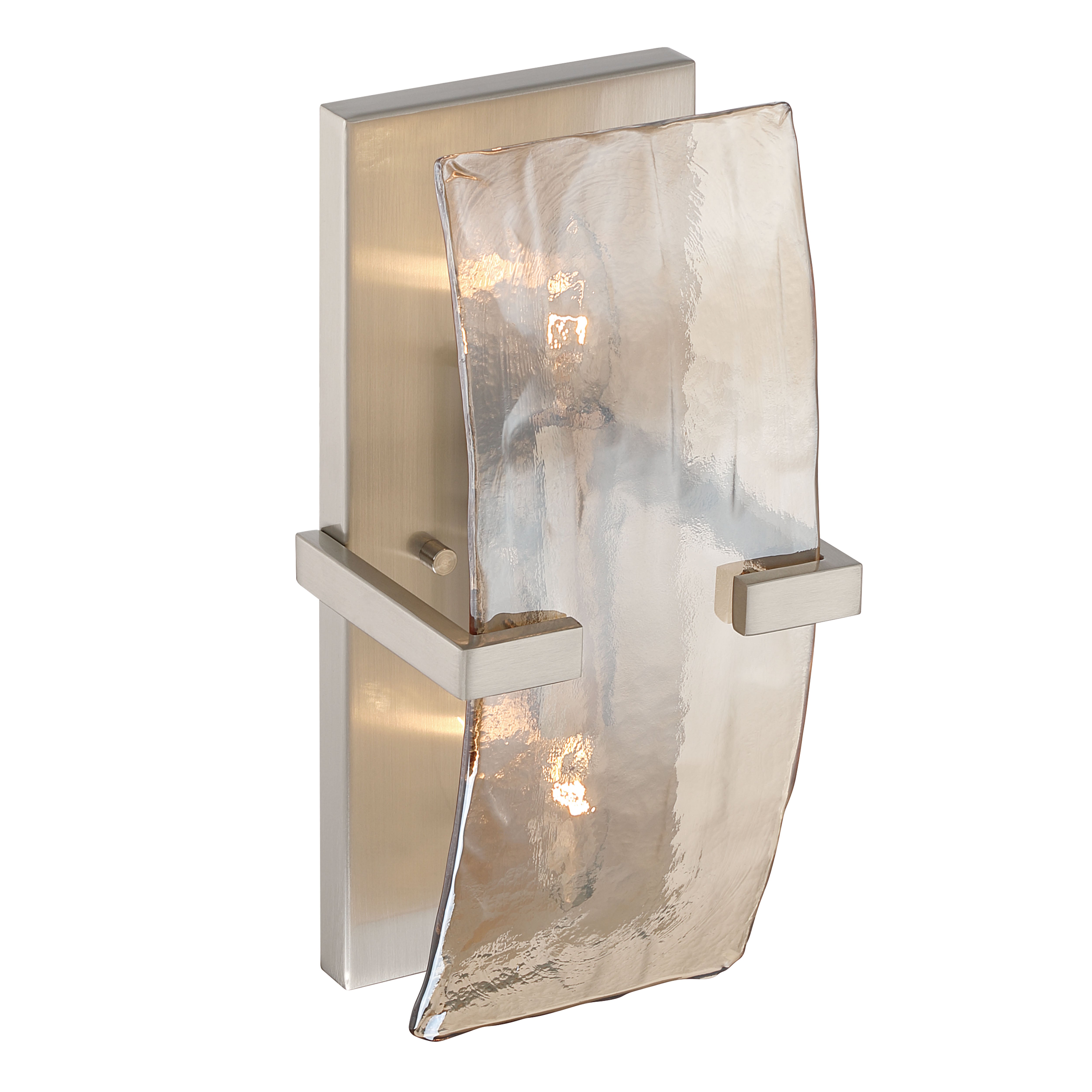 Yep by Golden Lighting Aenon 2-light Wall Sconce in Pewter with Amber Water Glass