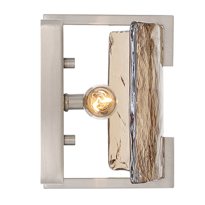 Aenon 2-light Wall Sconce in Pewter with Amber Water Glass - - Golden Lighting