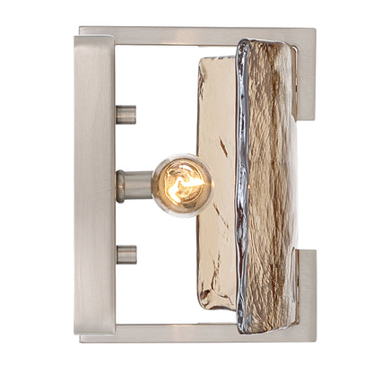 Yep by Golden Lighting Aenon 2-light Wall Sconce in Pewter with Amber Water Glass