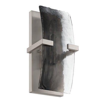 Aenon 2-light Wall Sconce in Pewter with Smokey Water Glass - - Golden Lighting