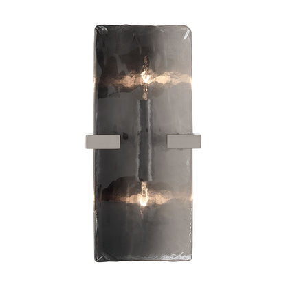 Aenon 2-light Wall Sconce in Pewter with Smokey Water Glass - - Golden Lighting