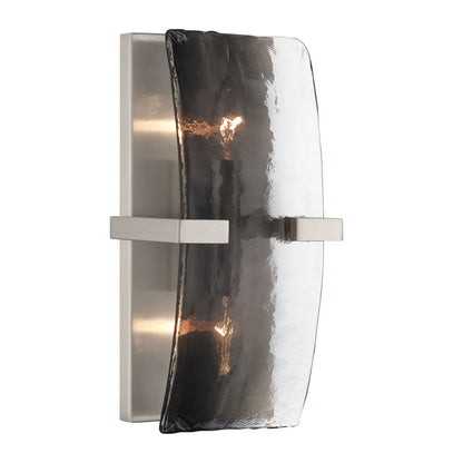Aenon 2-light Wall Sconce in Pewter with Smokey Water Glass - - Golden Lighting