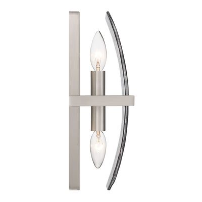 Aenon 2-light Wall Sconce in Pewter with Smokey Water Glass - - Golden Lighting