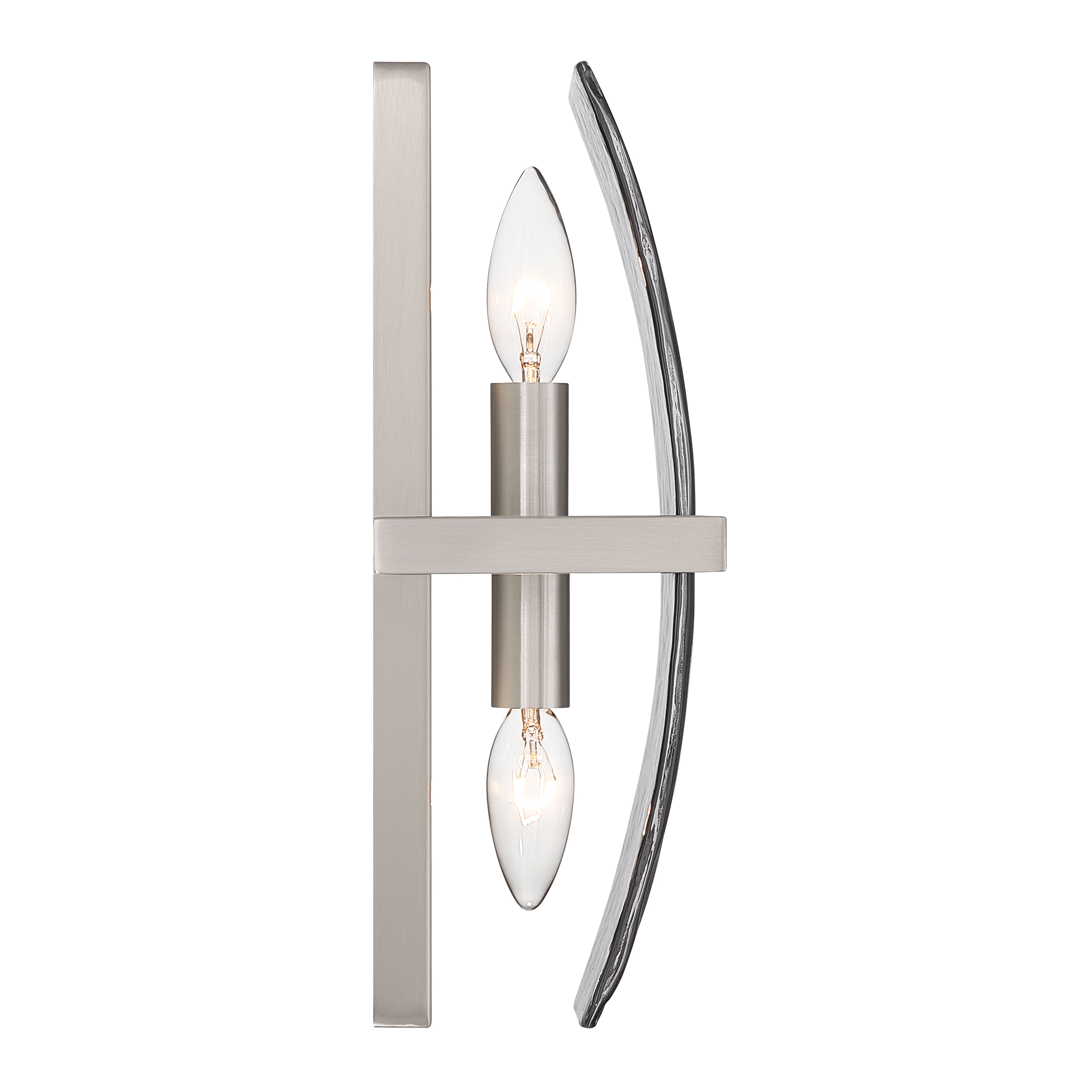 Aenon 2-light Wall Sconce in Pewter with Smokey Water Glass - - Golden Lighting