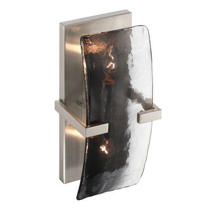 Aenon 2-light Wall Sconce in Pewter with Smokey Water Glass - - Golden Lighting