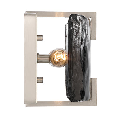 Aenon 2-light Wall Sconce in Pewter with Smokey Water Glass - - Golden Lighting