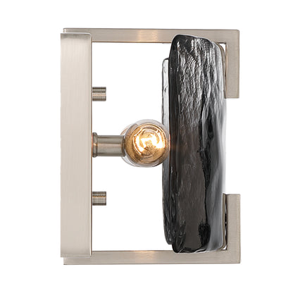 Aenon 2-light Wall Sconce in Pewter with Smokey Water Glass - - Golden Lighting