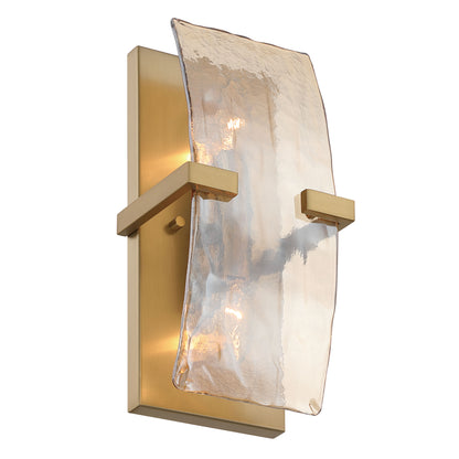 Yep by Golden Lighting Aenon 2-light Wall Sconce in Brushed Champagne Brass with Amber Water Glass - - Golden Lighting