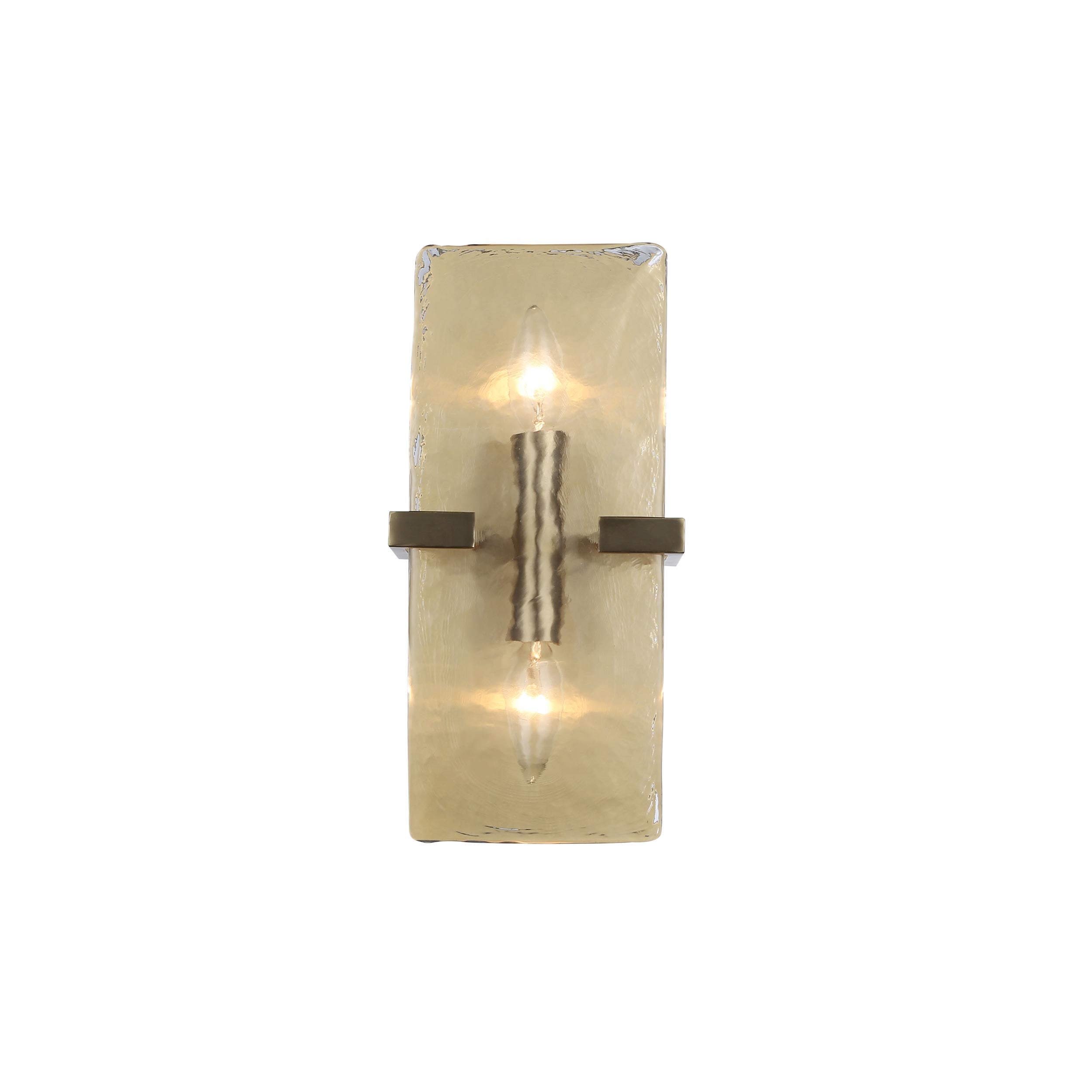 Aenon 2-Light Wall Sconce in Brushed Champagne Bronze with Hammered Water Glass - Brushed Champagne Bronze / Hammered Water Glass / Clear - Golden Lighting