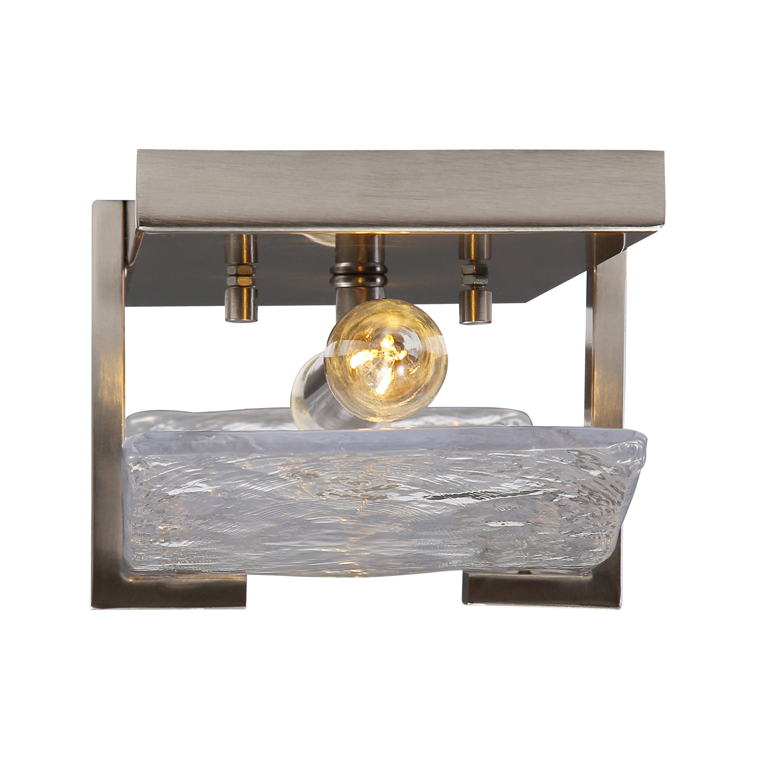 Aenon 2-Light Wall Sconce in Pewter with Hammered Water Glass - Pewter / Hammered Water Glass / Clear - Golden Lighting