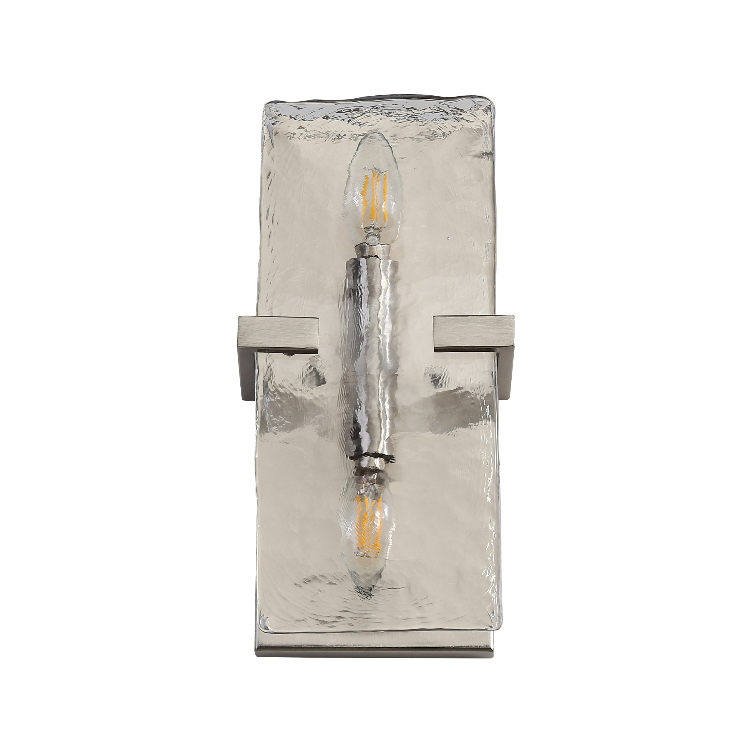 Aenon 2-Light Wall Sconce in Pewter with Hammered Water Glass - - Golden Lighting