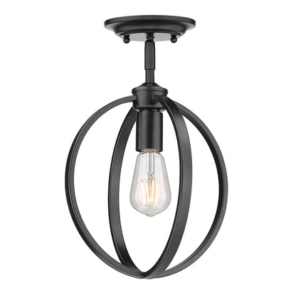 Colson BLK Semi-Flush in Matte Black - - Golden Lighting