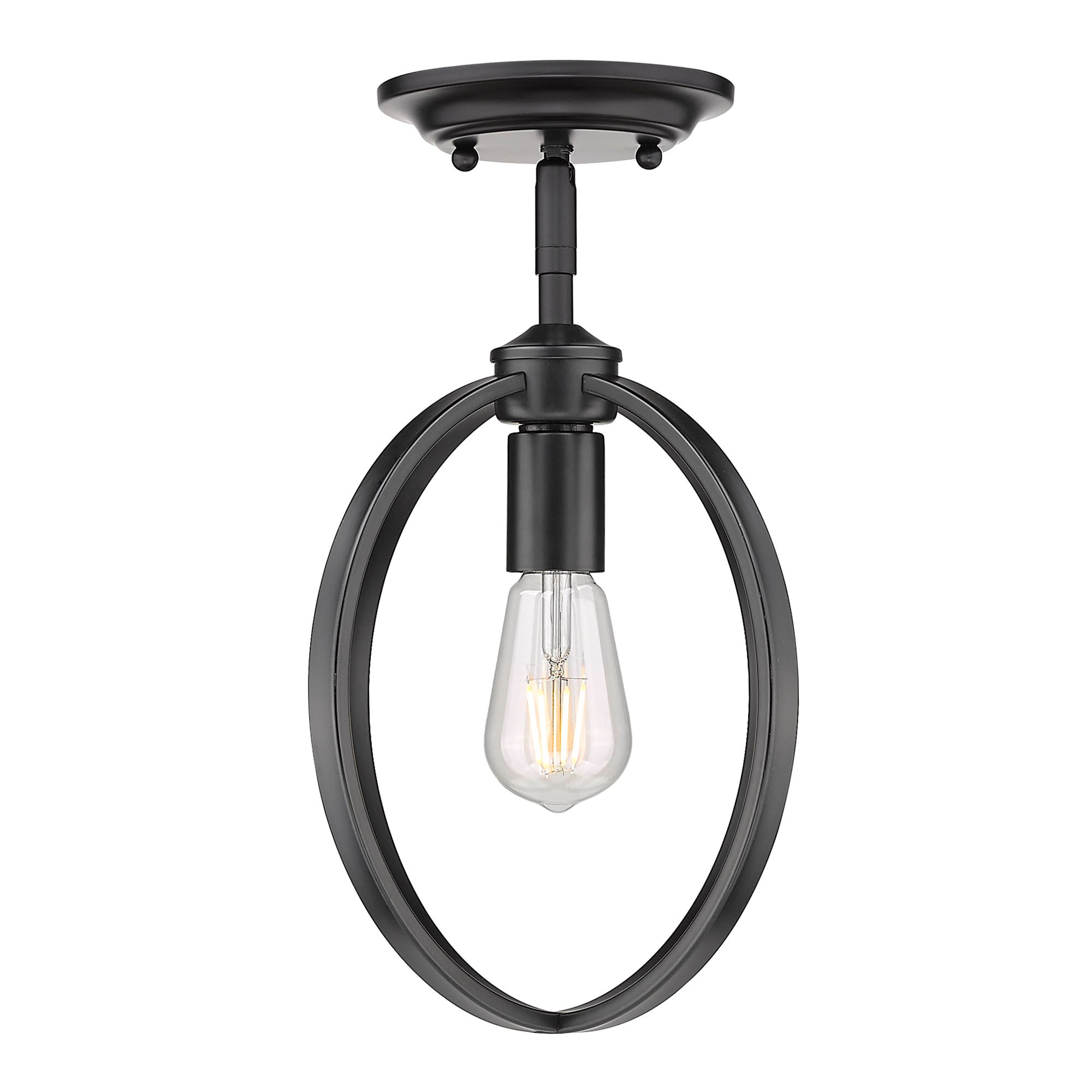 Colson BLK Semi-Flush in Matte Black - Matte Black / No shade / NA - Golden Lighting