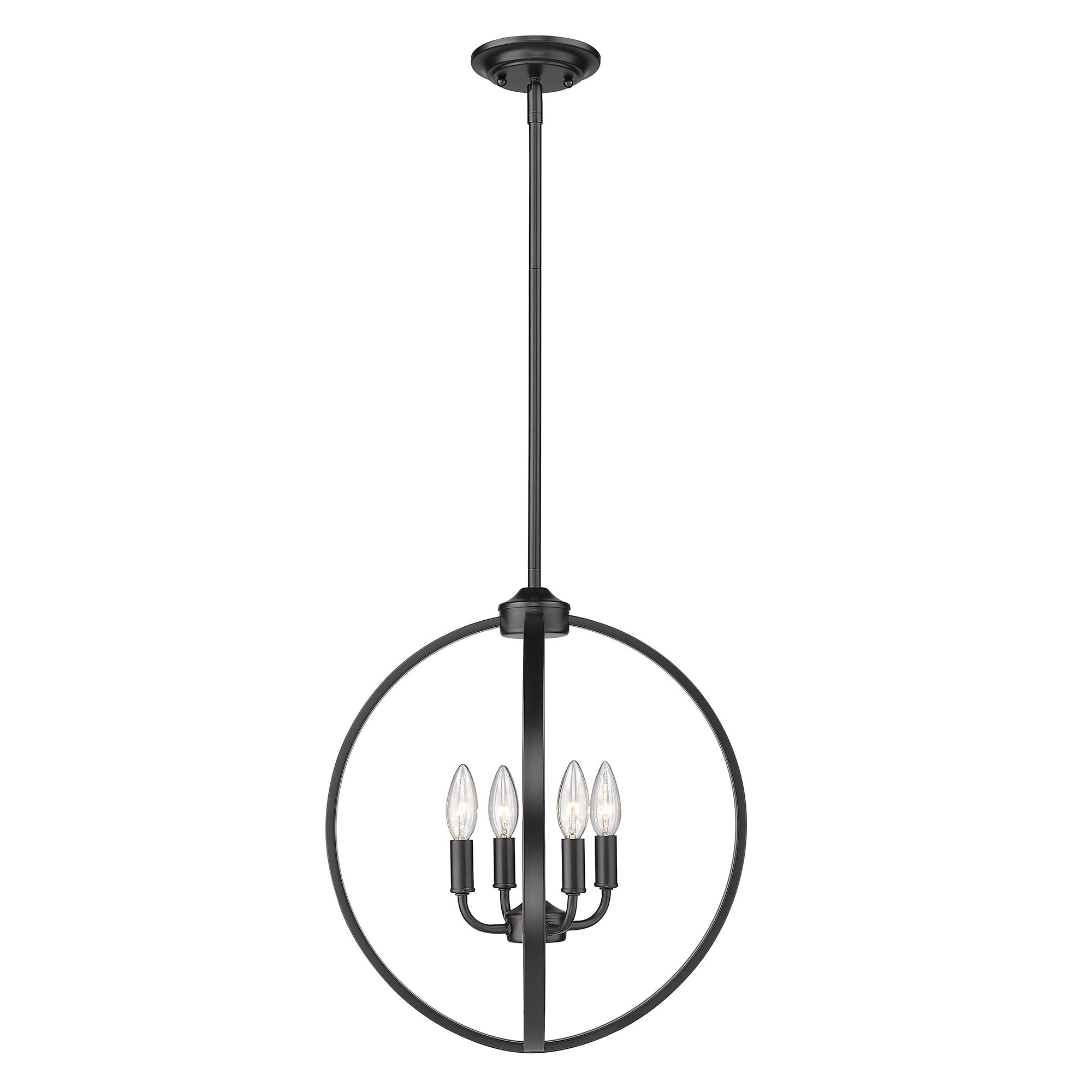 Colson BLK 4 Light Pendant in Matte Black - Matte Black / No Shade / N/A - Golden Lighting