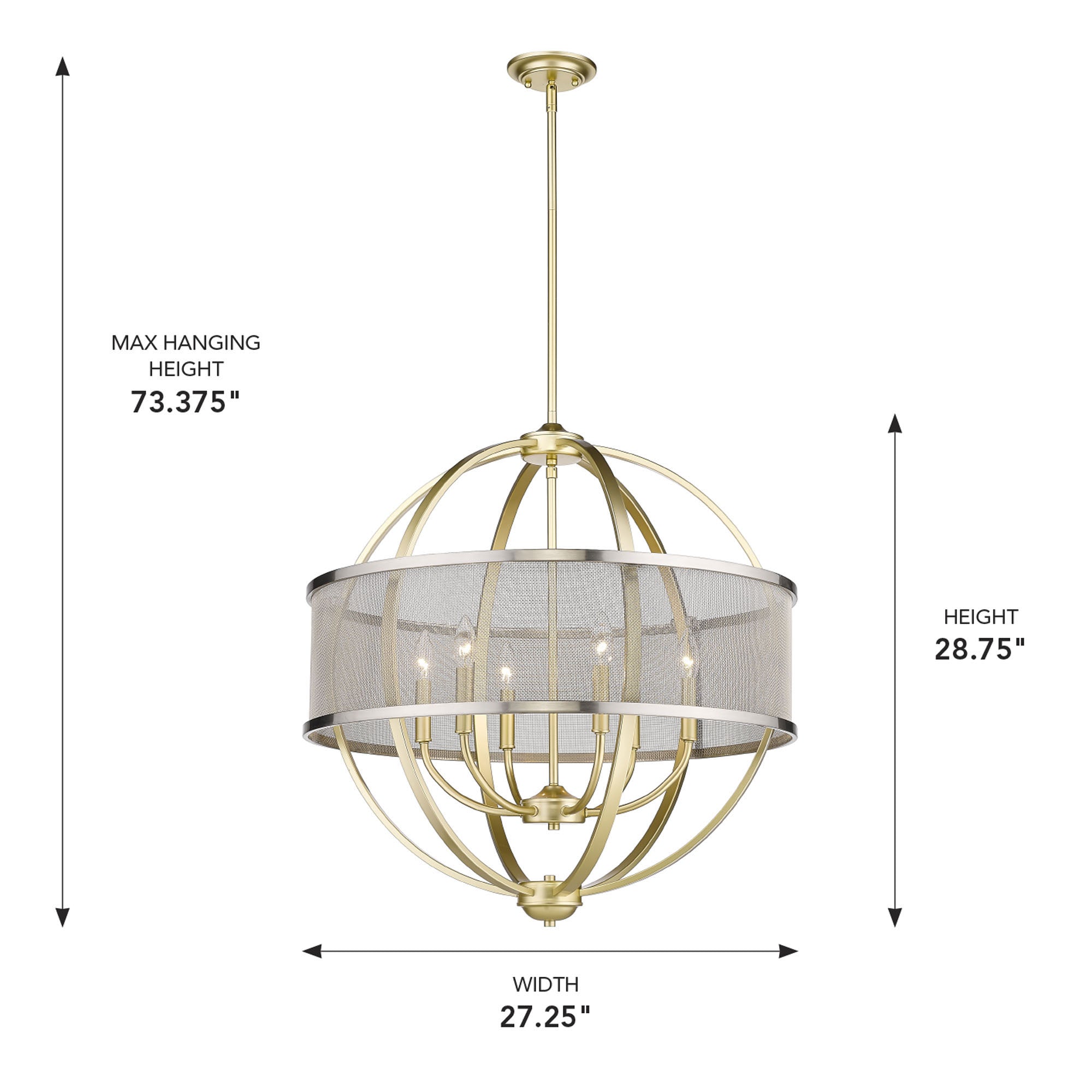 Golden Lighting Colson 6-light Chandelier in Olympic Gold and Pewter shade - - Golden Lighting