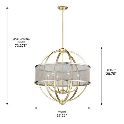 Golden Lighting Colson 6-light Chandelier in Olympic Gold and Pewter shade - - Golden Lighting