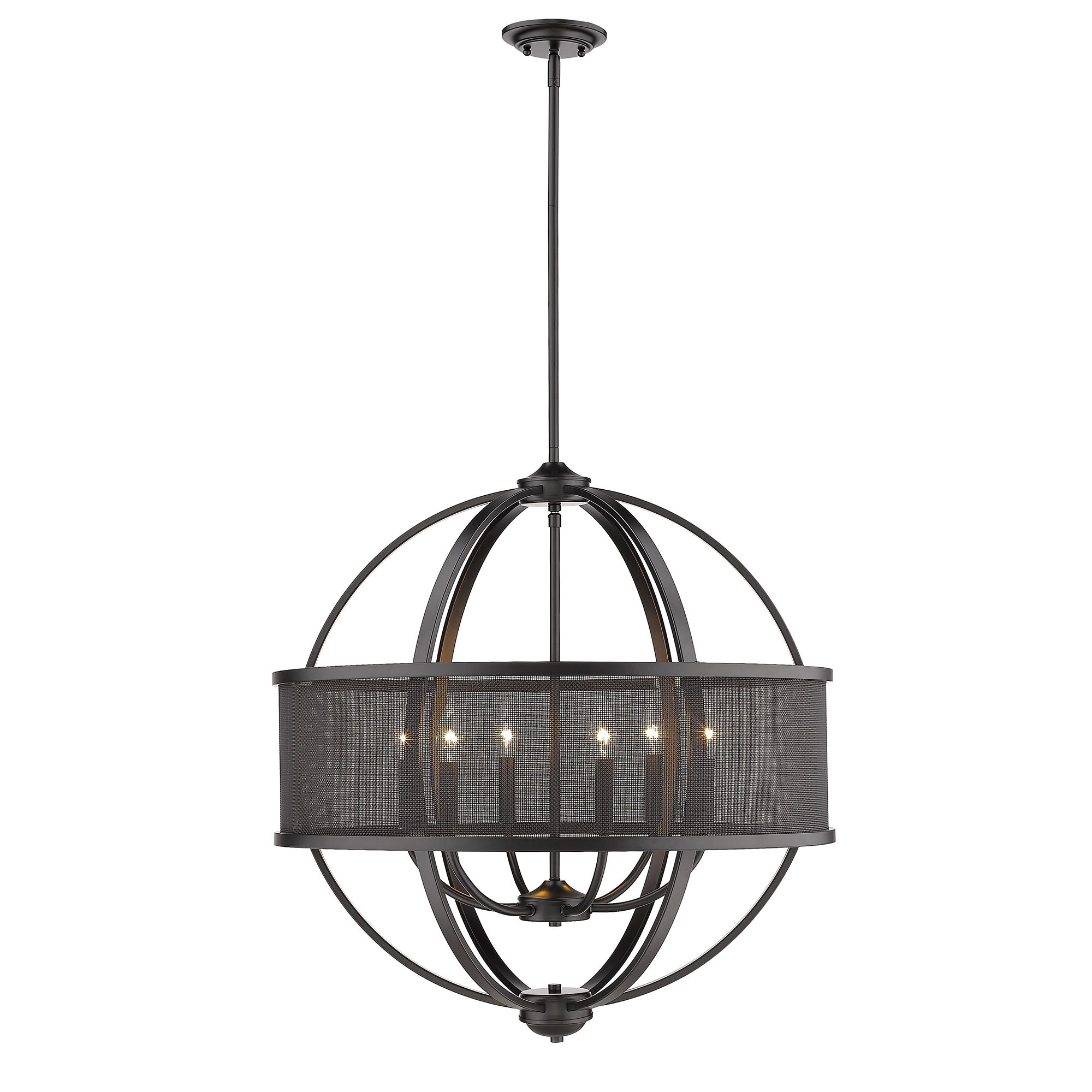 Colson BLK 6 Light Chandelier (with Matte Black shade) in Matte Black - Matte Black / Matte Black / Black - Golden Lighting